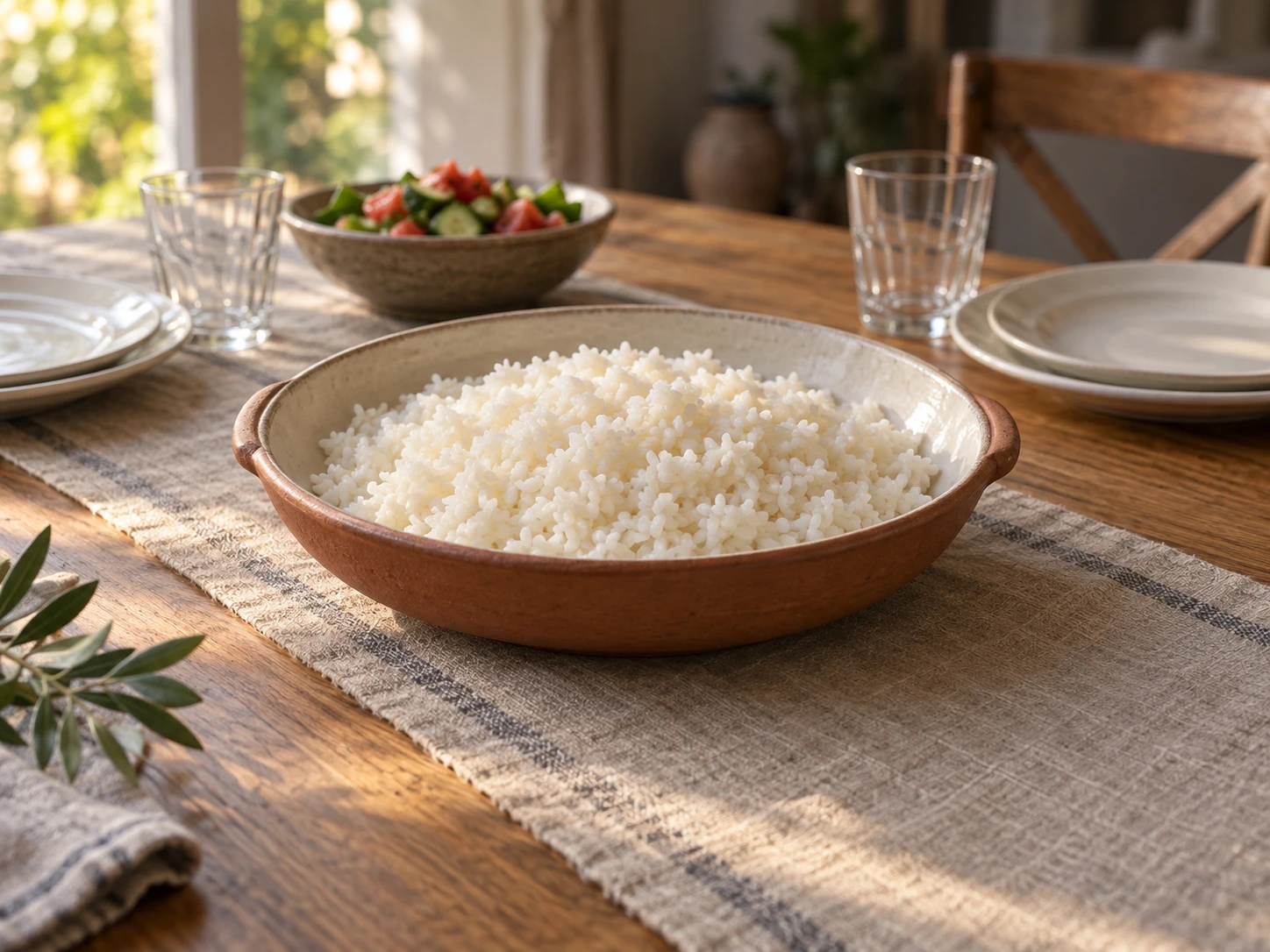 طبق أرز مصري على مائدة عائلية